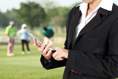 business woman using mobile self-employed